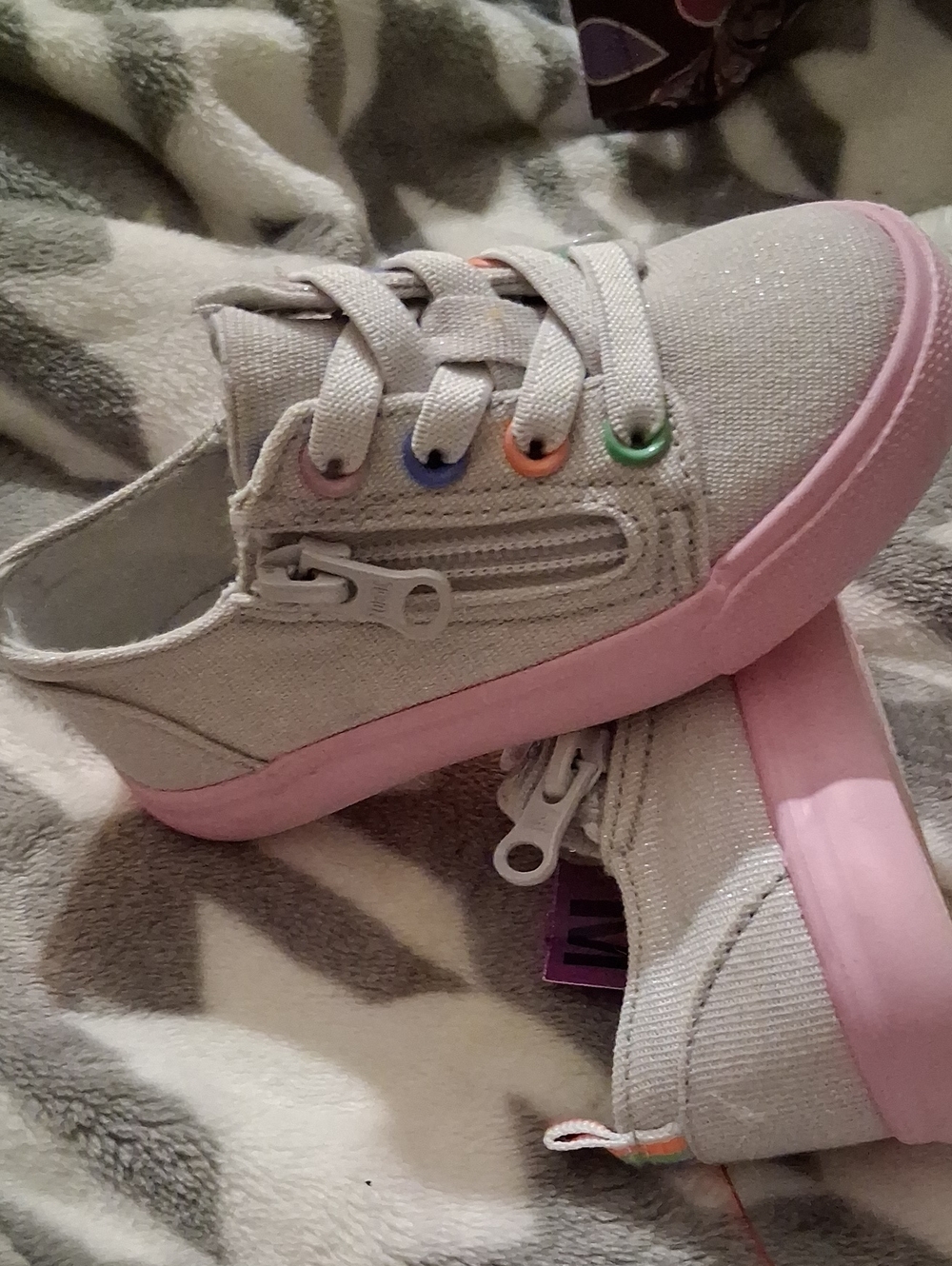 Cat & Jack Silver Glitter Sneakers with Pink Sole